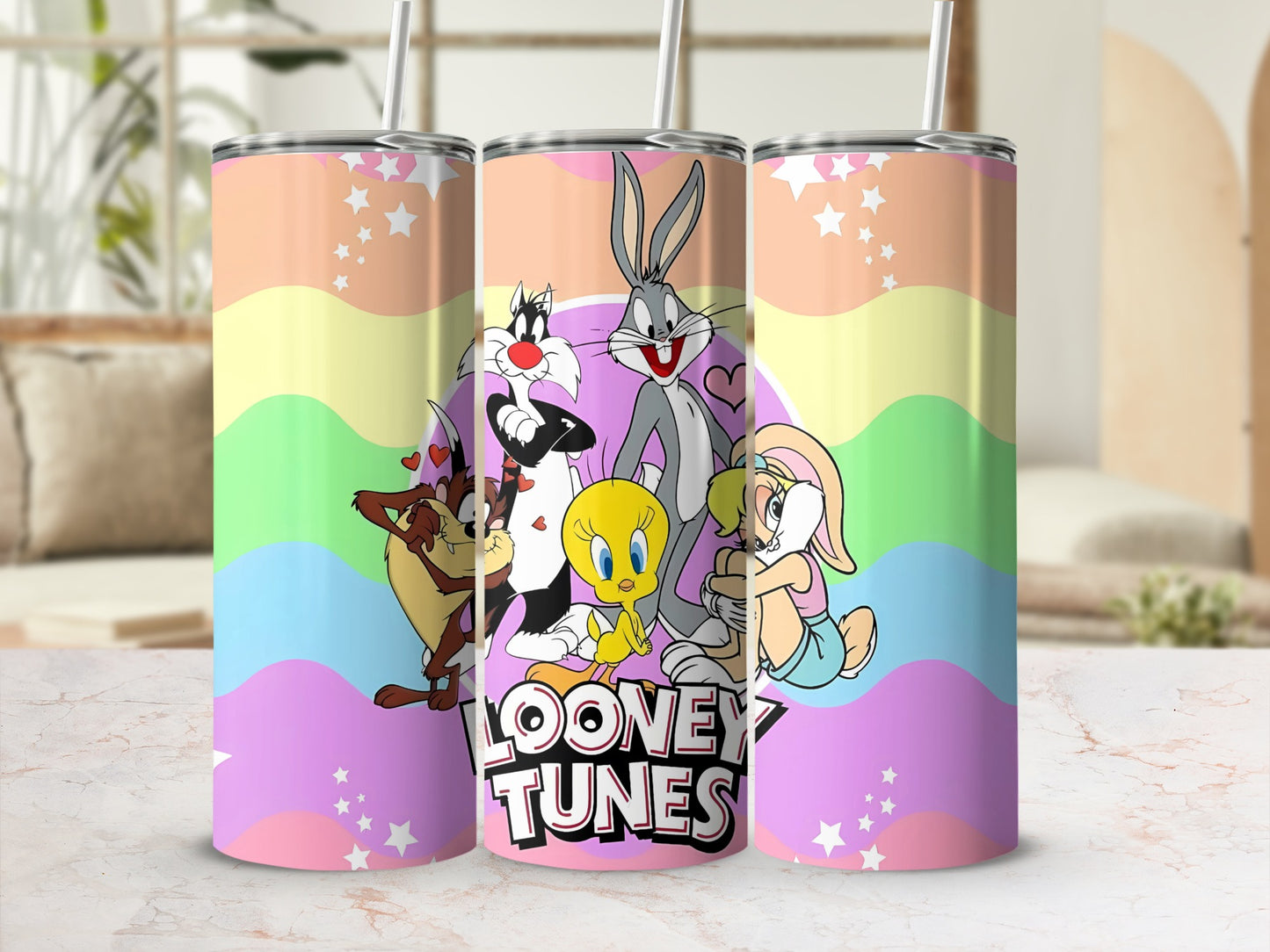 Looney Tunes Characters Design Colorful Tumblers Cup