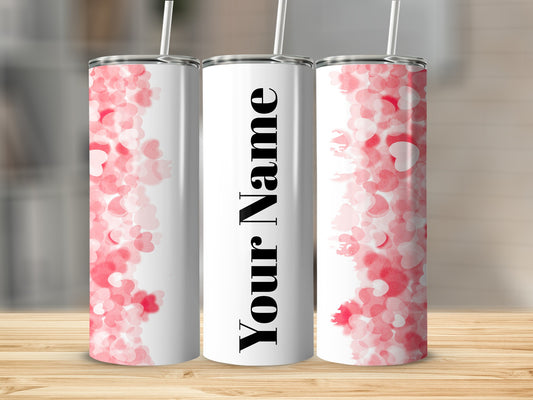 Custom Heart Pattern Your Name Tumbler