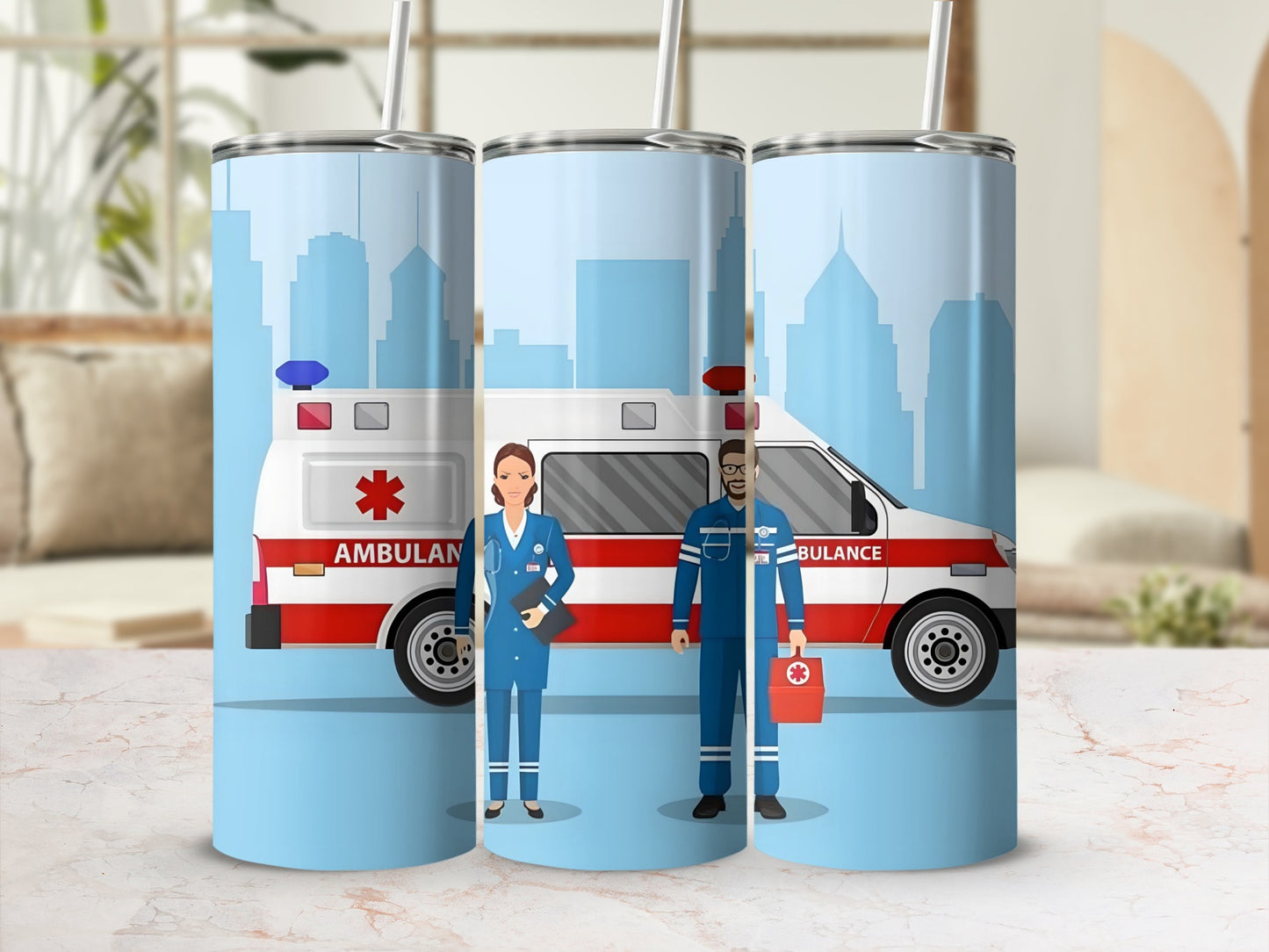 Ambulance Paramedics City Scene 20oz Tumbler