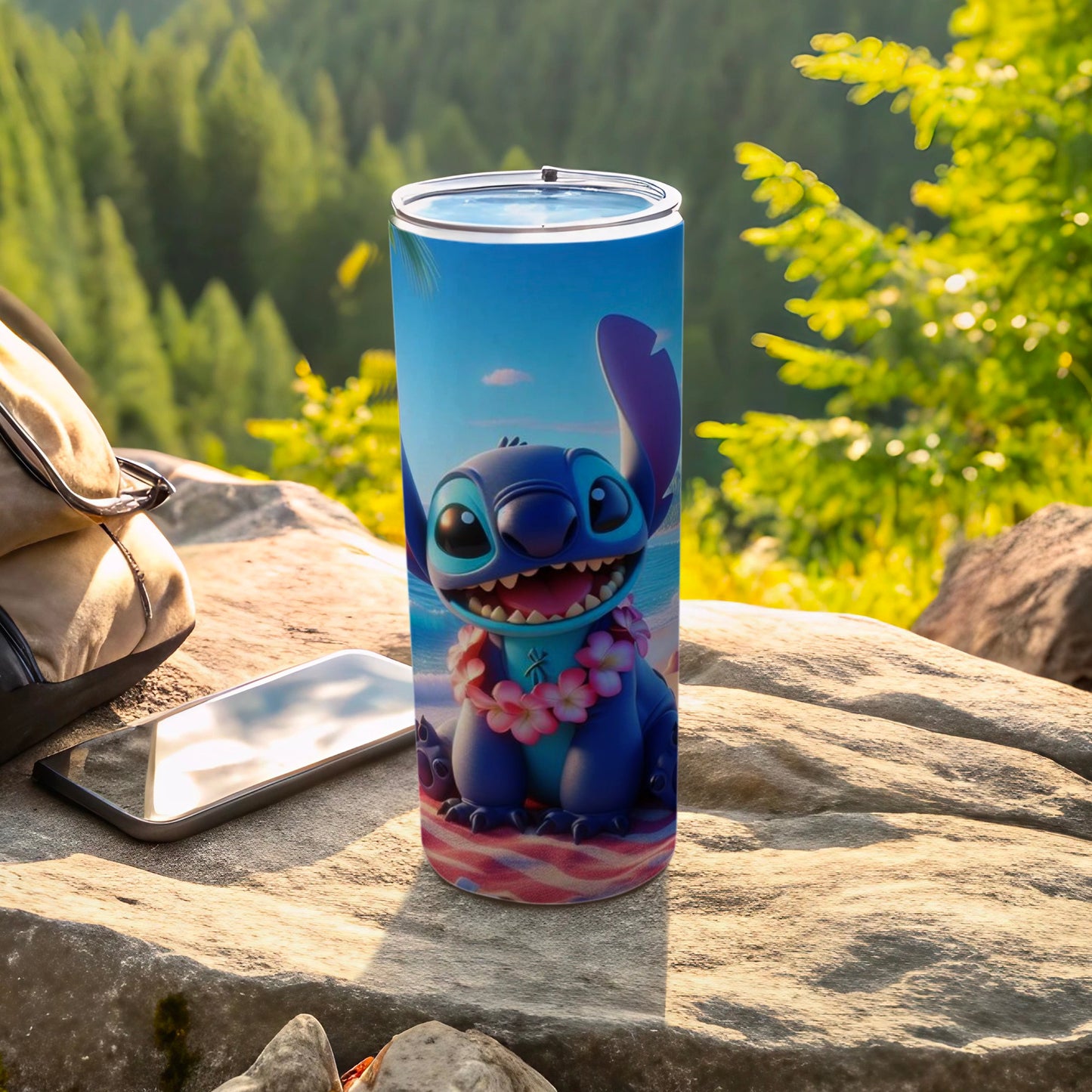 Cute Stitch Tumbler with Hawaiian Design Flask Thermos