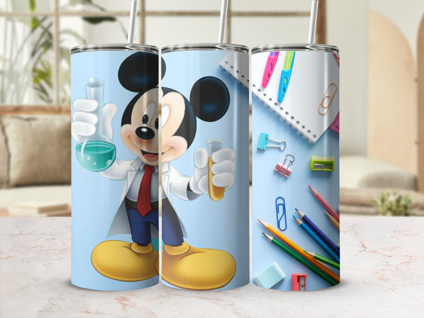 Mickey Mouse Science Tumbler with School Supplies Design
