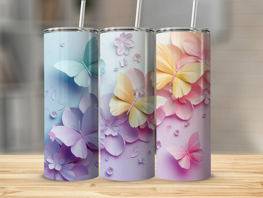 Dreamy Pastel Layered Butterfly Floral Tumbler product type