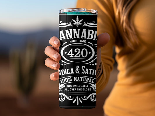 420 Cannabis Indica Sativa High Time Travel Tumbler