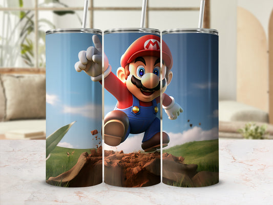 Super Mario Tumbler with Straw Design Travel Mug