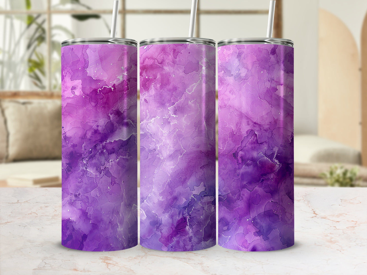 Vivid Purple Abstract Watercolor Design Tumbler