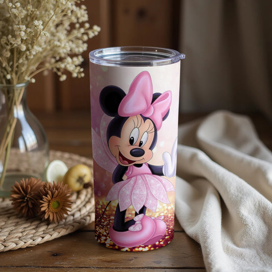 Adorable Minnie Mouse Floral Print Travel Tumbler