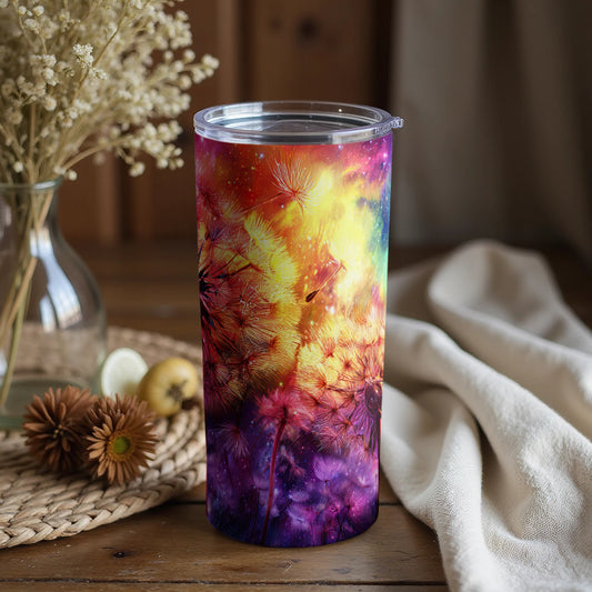 Colorful Dandelion Artwork on Tumbler