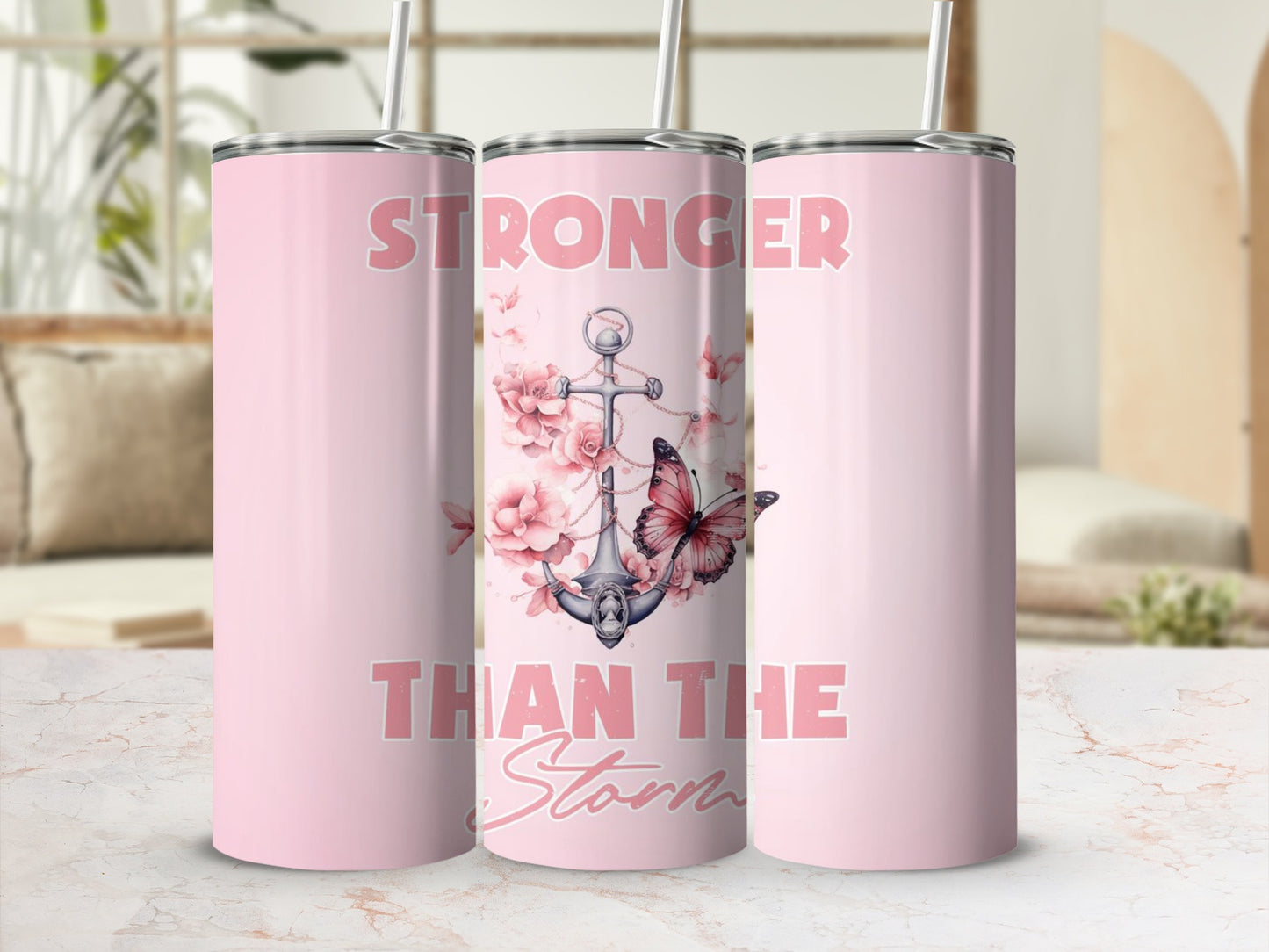 Stronger Than the Storm Pink Tumbler Product