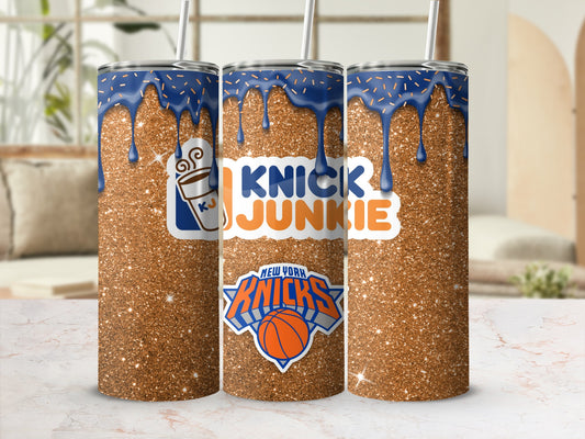 New York Knicks Knick Junkie Glitter Tumbler Cup