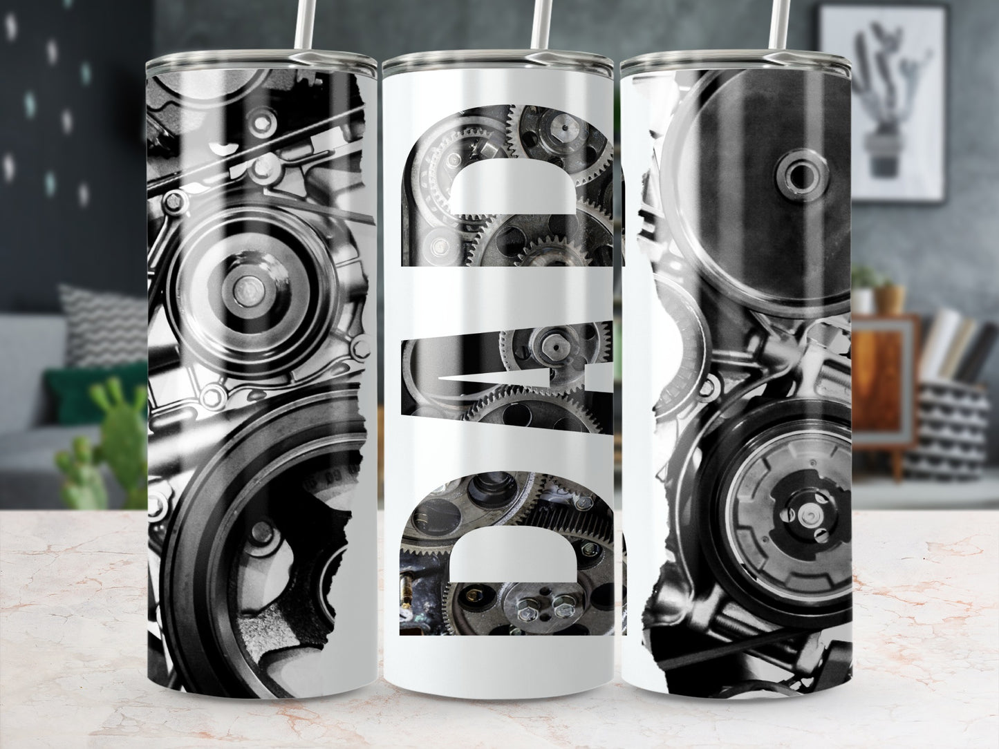 Mechanical Gear Design Stainless Steel Tumbler