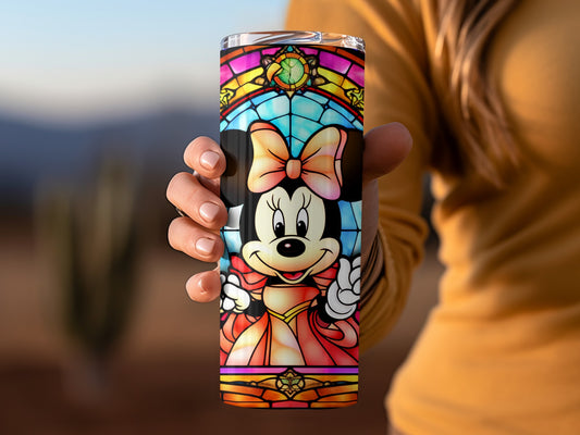 Colorful Minnie Mouse Stained Glass Tumbler Product