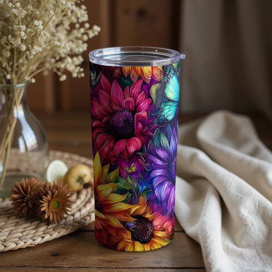 Stunning Colorful Floral Design Tumbler for On-the-Go