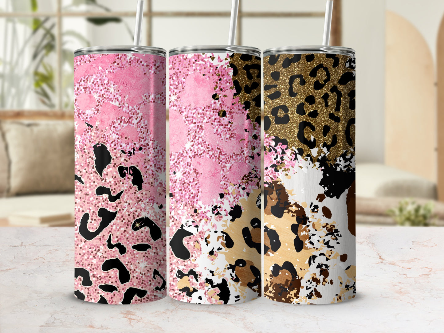 Colorful Leopard Print Double Wall Tumbler Cups