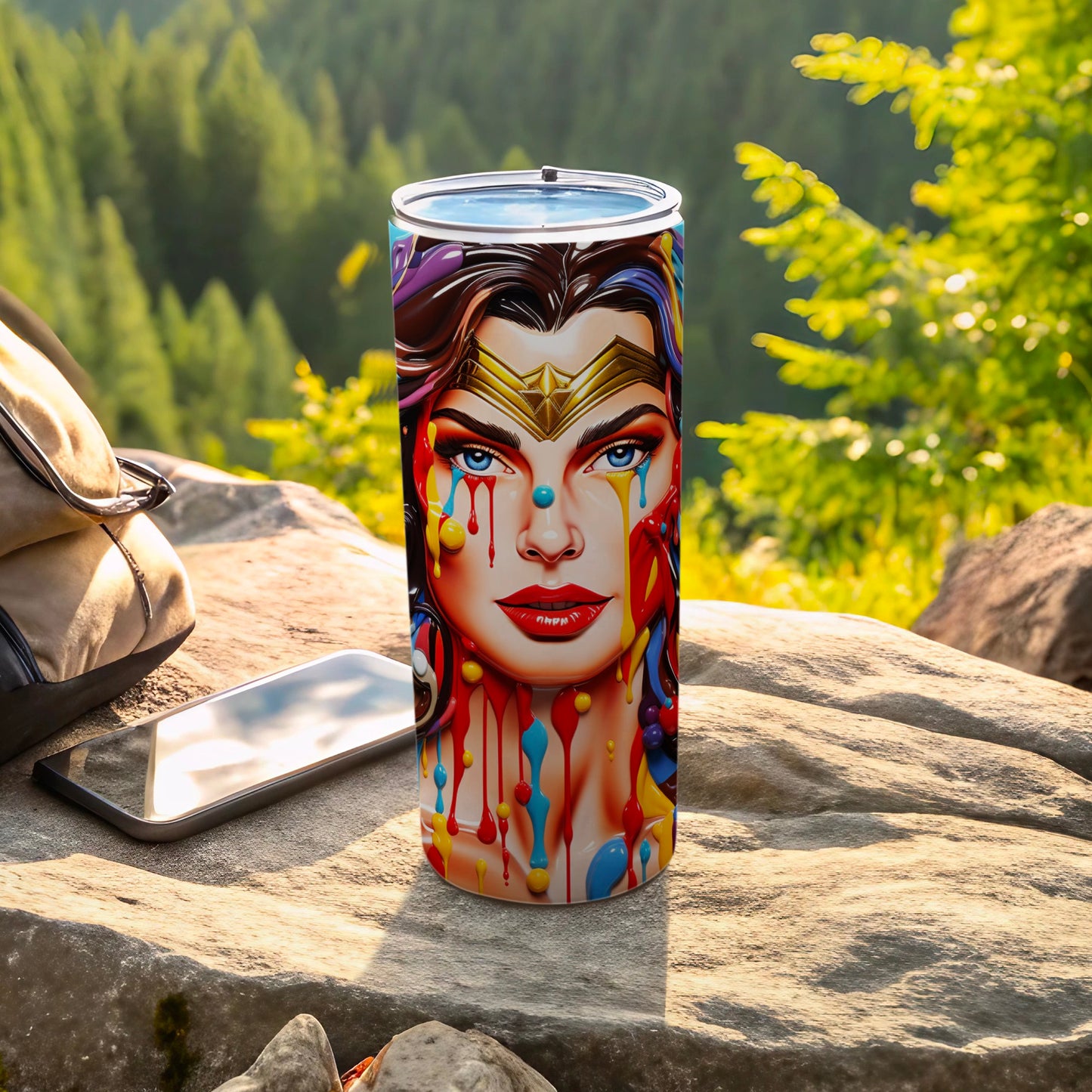 Vibrant Superhero Portrait Design Insulated Tumbler