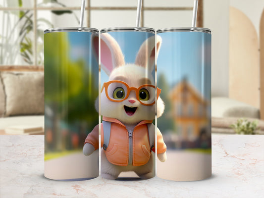 Cute Bunny Wearing Glasses Insulated Tumbler Cup