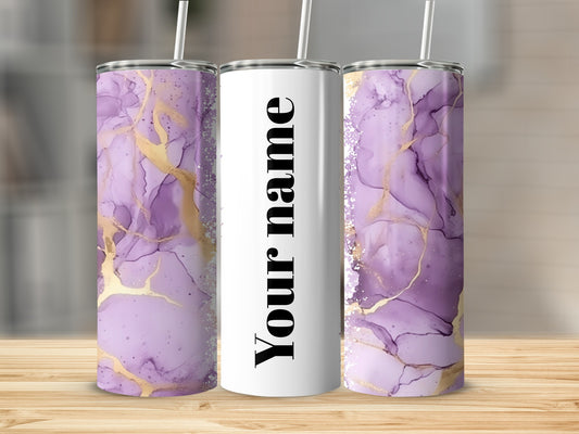 Customizable Purple Marble Design Tumbler Cup