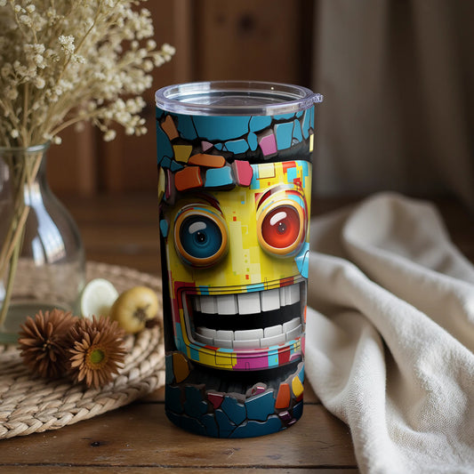 Vibrant Cartoon Robot Tumbler Perfect for Drinks