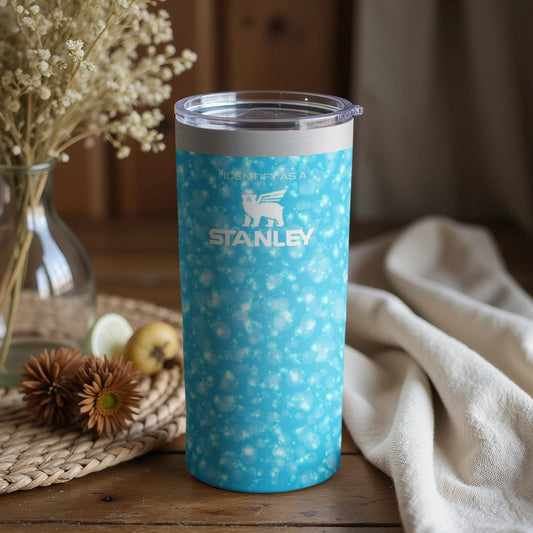 Ice Blue Speckled Stanley Tumbler with Lid