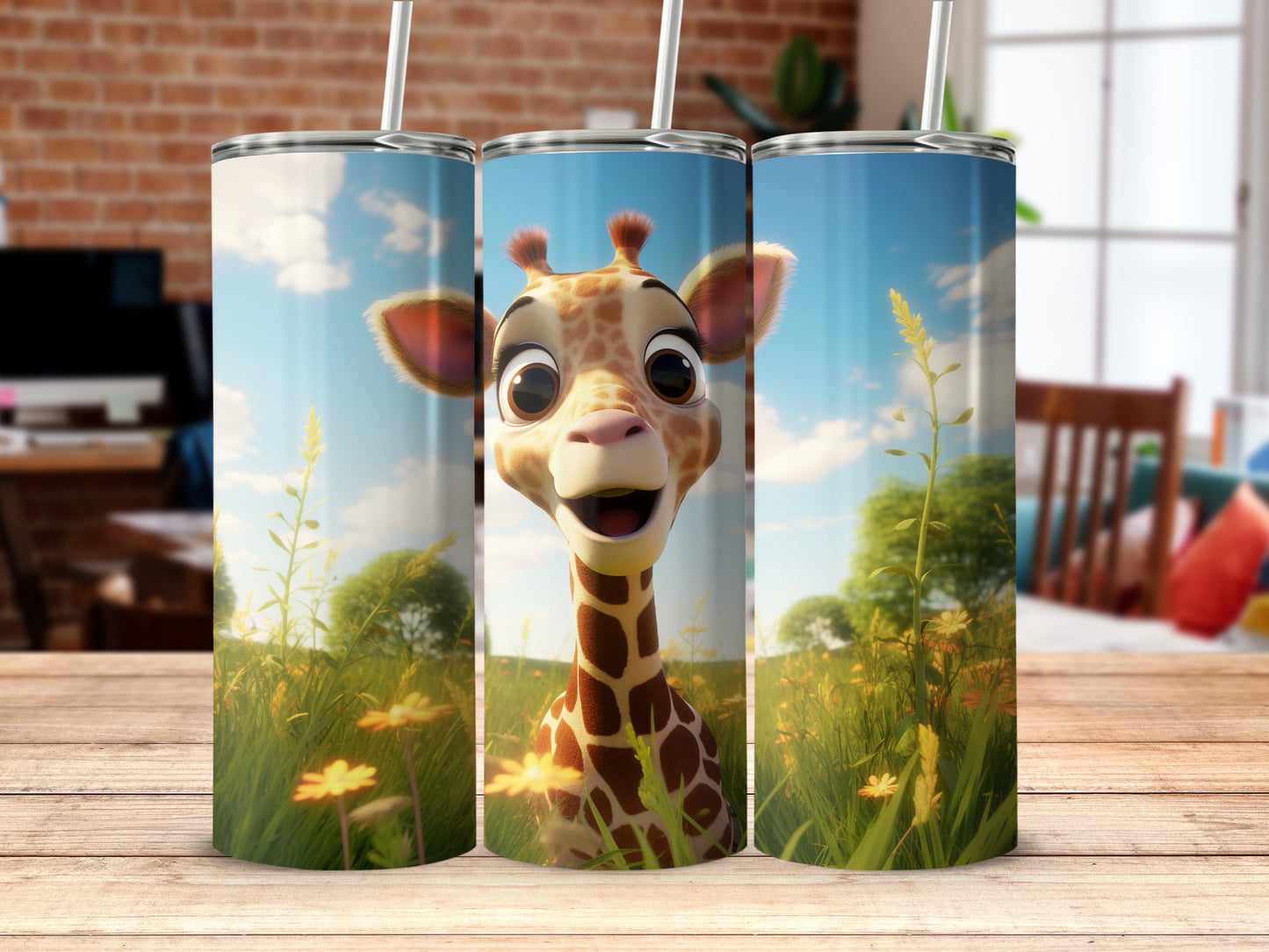 Adorable Cartoon Giraffe Tumbler with Fun Design