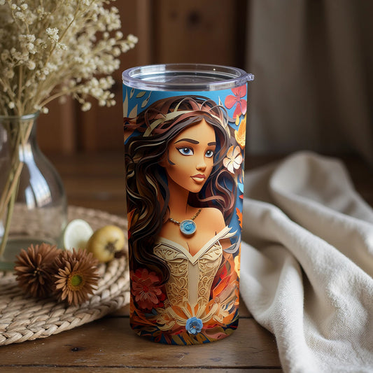 Beautiful Brown-Haired Princess Tumbler for all ages