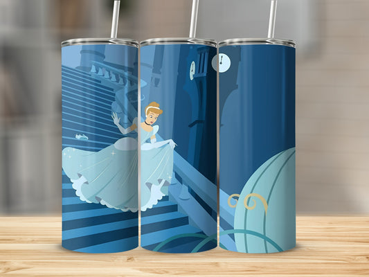 Cinderella Themed Tumbler with Straw and Lid 20oz Cup