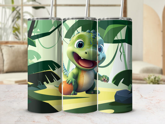 Cute Dinosaur Jungle Design Tumbler Cartoon Character