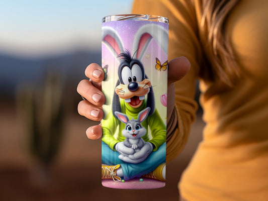 Cartoon Dog and Bunny Design Insulated Tumbler Cup