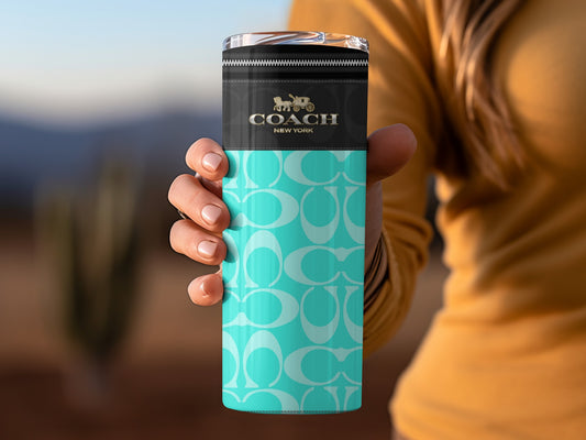 Stylish Aqua Insulated Tumbler with Logo Detail