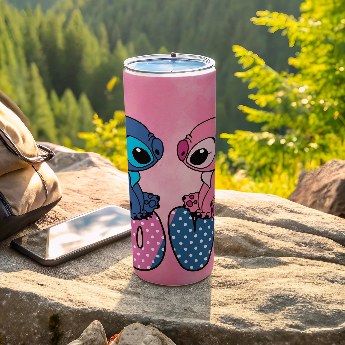 Cute Alien Themed Travel Tumbler with Polka Dot Accents