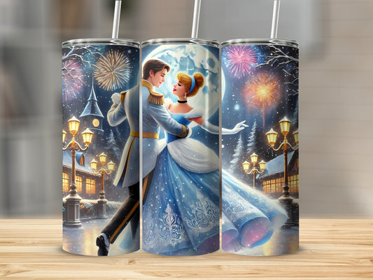 Enchanted Winter Dance Tumbler with Straw Design