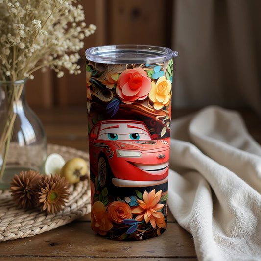 Colorful car character design travel tumbler