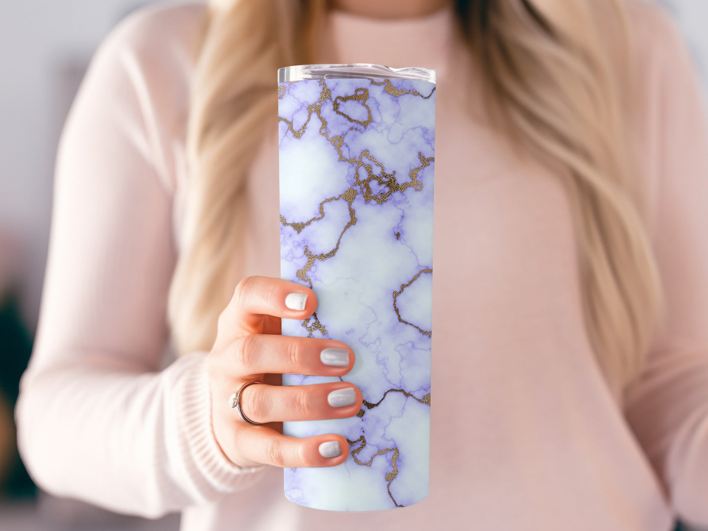 Light Purple and Gold Accent Marble Design Tumblers