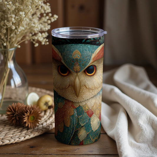 Intricate Owl Design Insulated Tumbler for Beverages