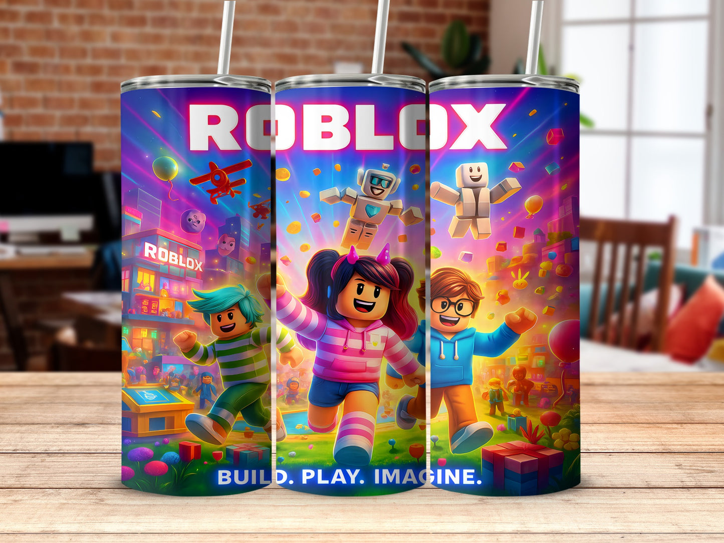 Vibrant Roblox Themed Tumbler for Enthusiasts