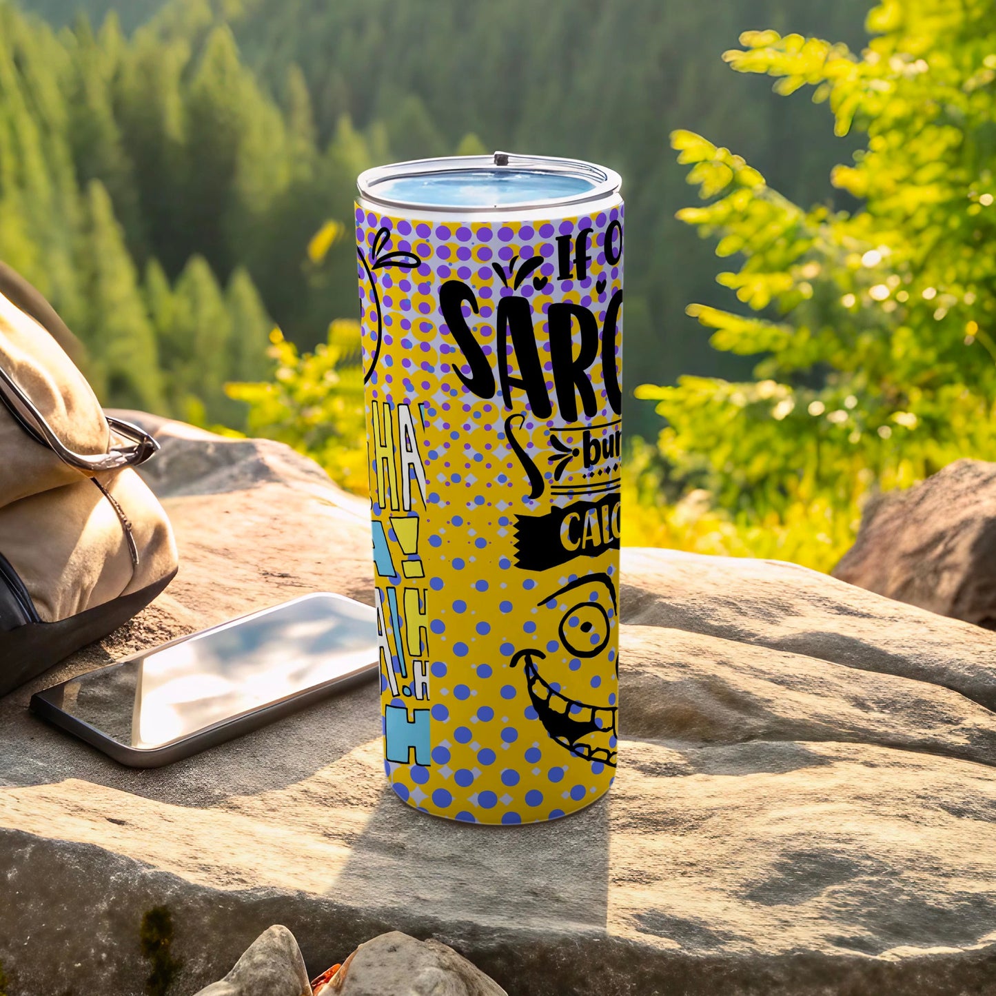 If Sarcasm Burned Calories Yellow Blue Travel Mug