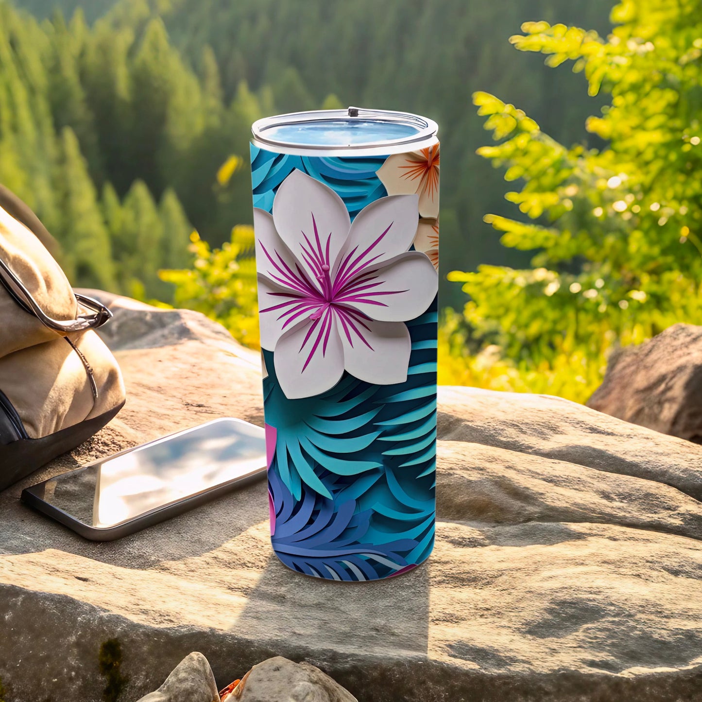 Vibrant Tropical Flower Design Insulated Tumbler Product