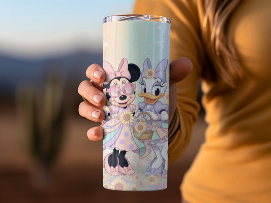 Cute Minnie and Daisy Floral Design Tumbler
