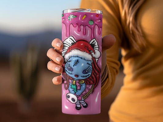 Christmas Zombie Character Pink Tumbler Cup