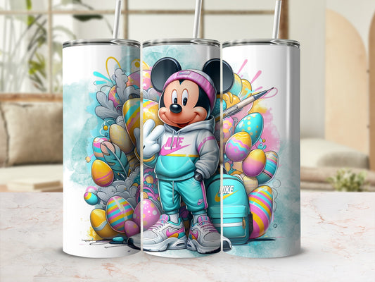 Colorful Mickey Character Tumbler with Easter Eggs Design