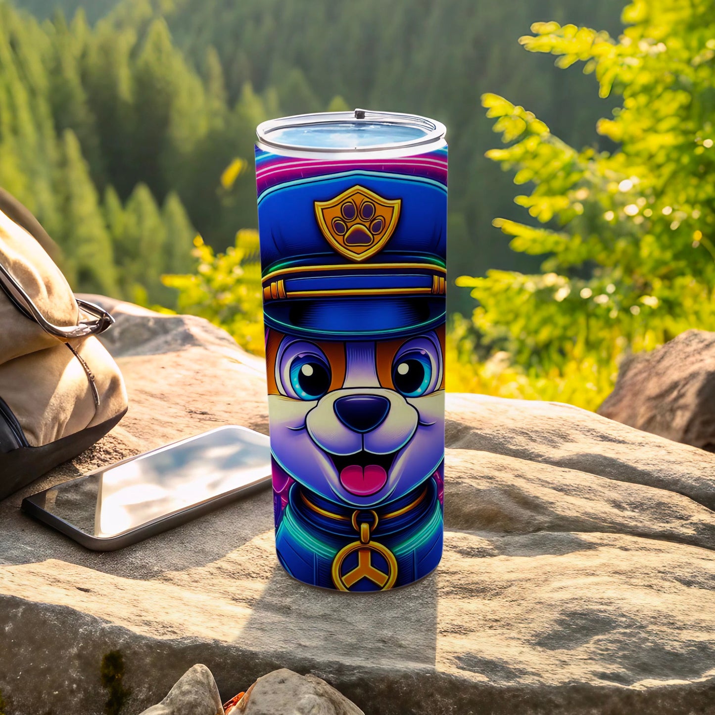 Colorful Paw Print Badge Cartoon Character Tumbler