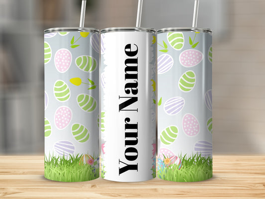 Customizable Floral Easter Egg Pattern Tumbler