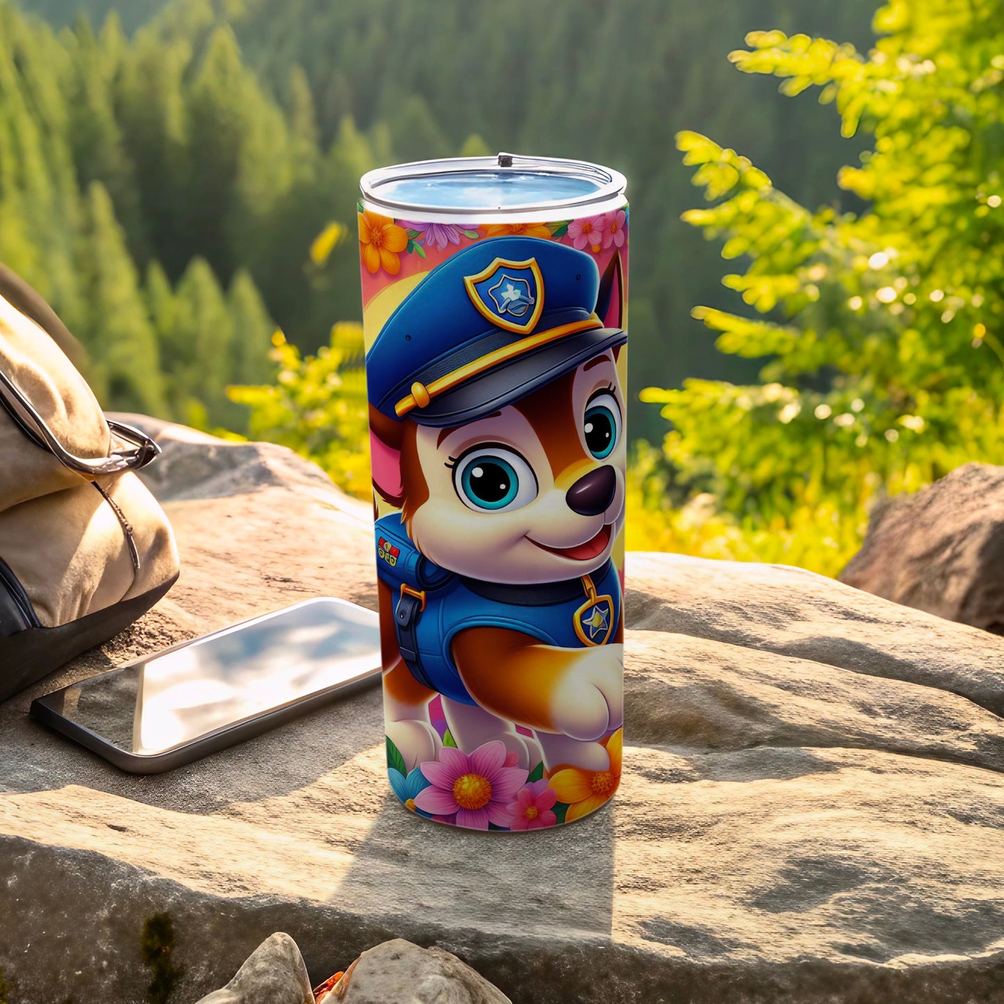 Adorable Cartoon Puppy Officer Design Tumbler Product