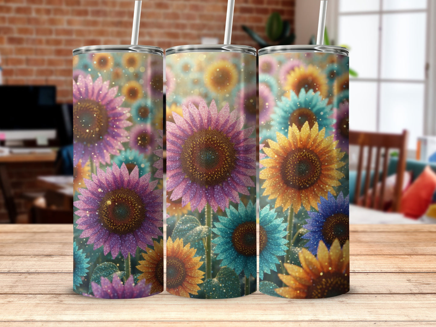 Vibrant Colorful Sunflower Design Tumbler Product