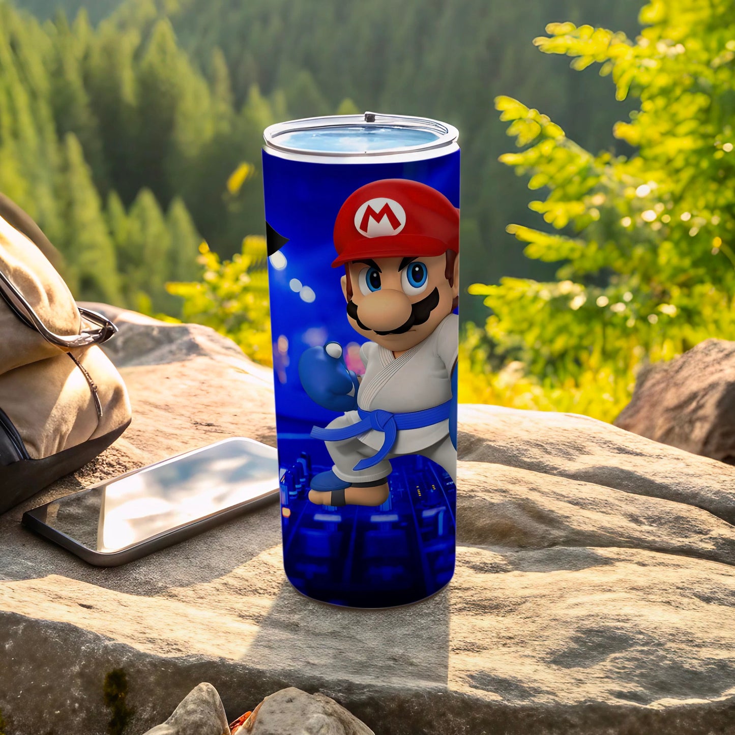 Mario Themed Tumbler with Iconic Character Art