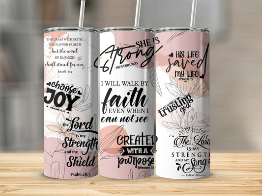 Faith and Scripture Inspired Tumblers Set for Daily Motivation