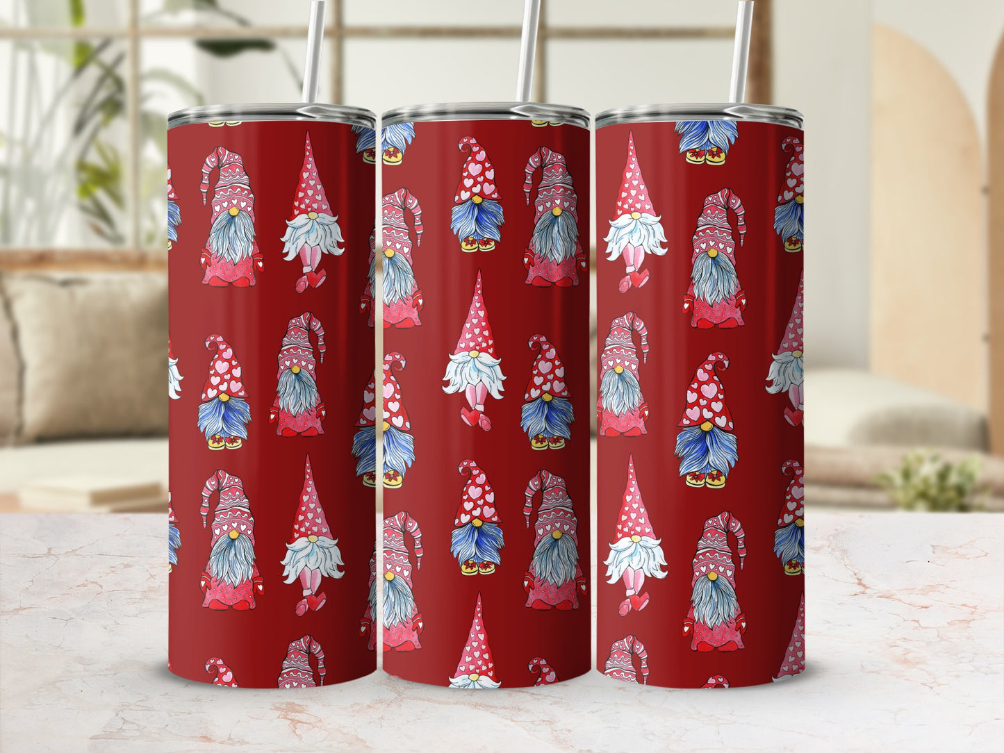 Red Gnome Themed Stainless Steel Tumbler product