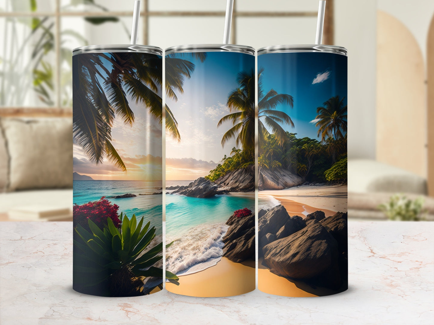 Gorgeous Paradise Beach Scene Designed Tumbler