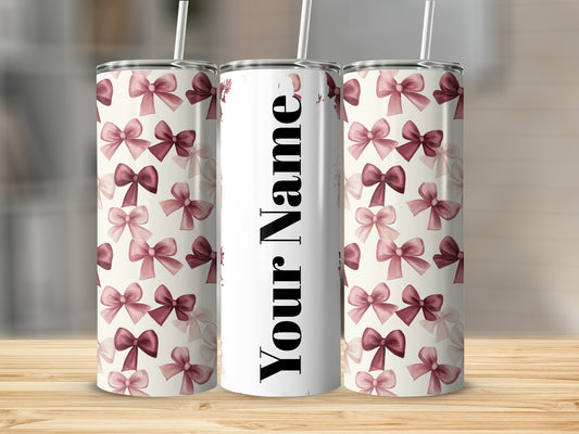 Customizable Floral Bow Pattern Insulated Tumbler