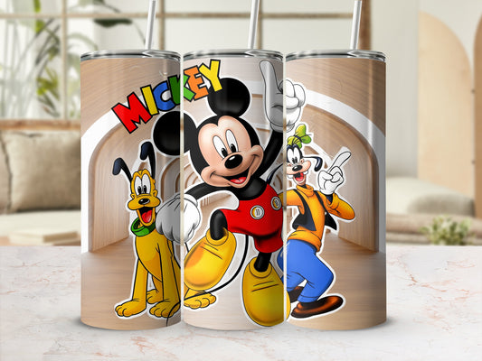 Mickey Pluto Goofy Colorful Cartoon Design Tumbler