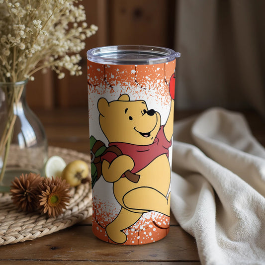 Cheerful Bear Holding Balloon Travel Tumbler